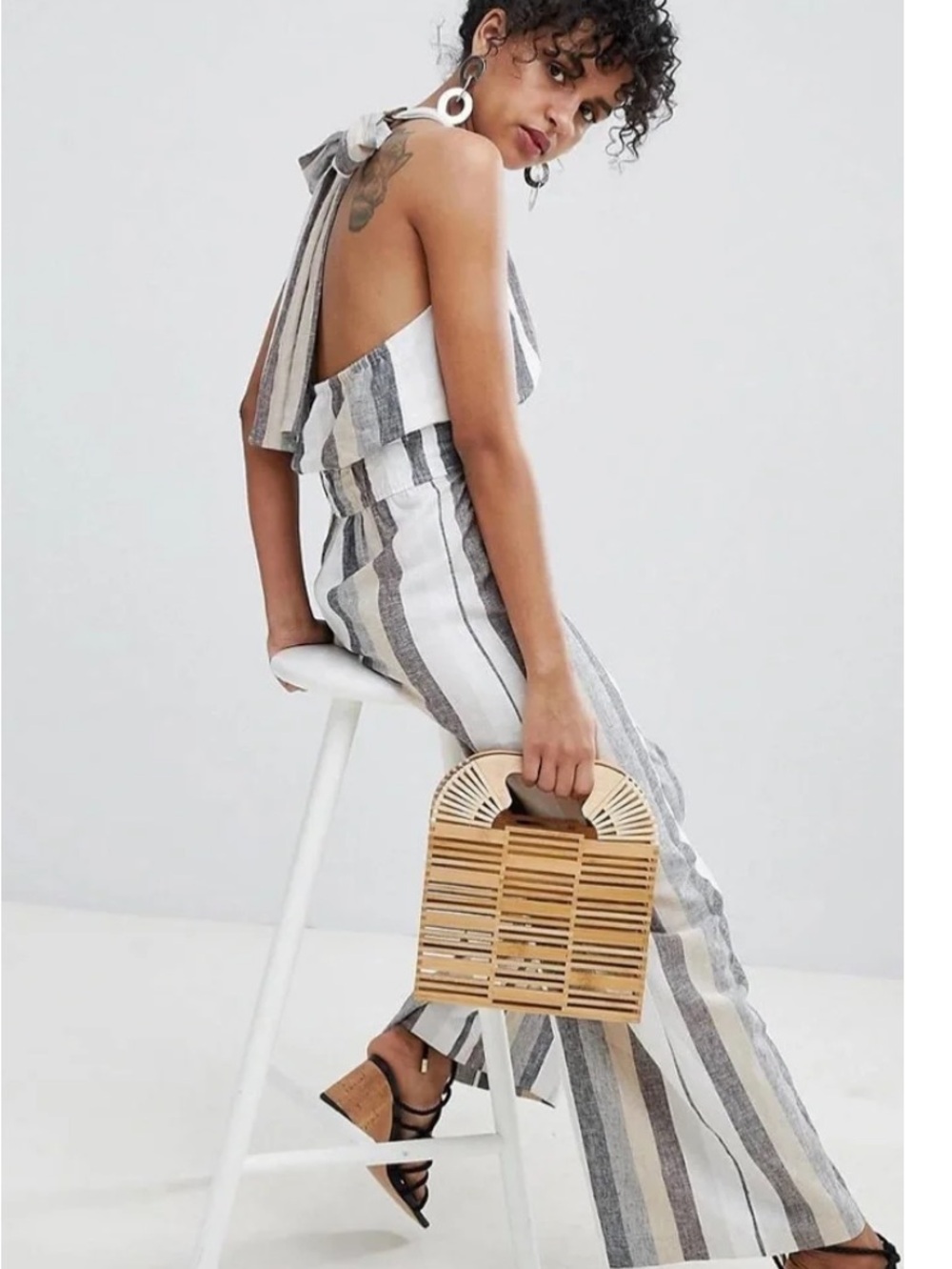 Current Air womans Halter Striped Jumpsuit size M
